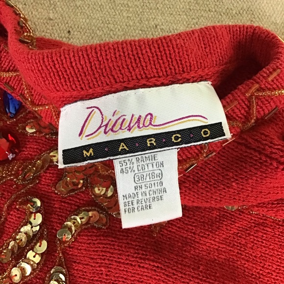 Diane Marco  Vintage sequins Embellished off the shoulder Sweater Women size 18W - Picture 8 of 9